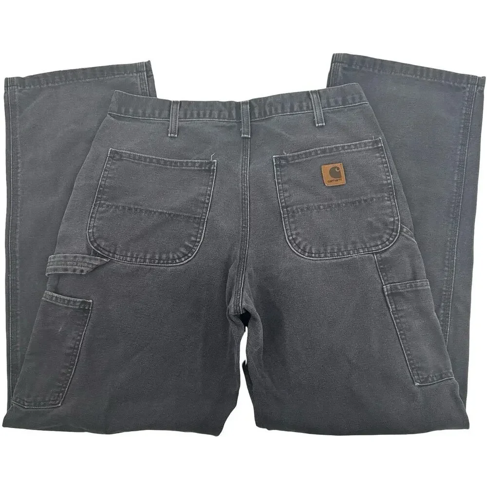 VTG y2k Men's Petrol Blue Grey Carhartt B11 Dungaree Fit Carpenter Pants 32x32